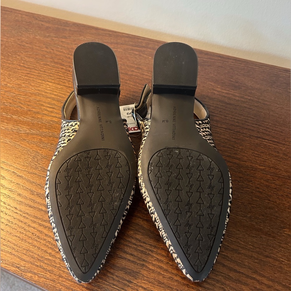 NWT Adrienne Vittadini Woven Slingback Flats - Black & Cream - Picture 4 of 4